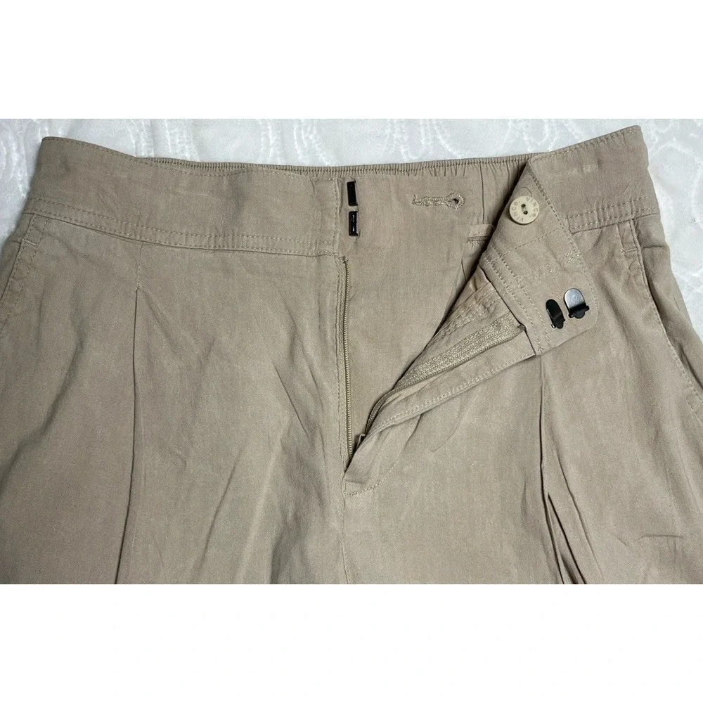 Vince Linen Blend Cargo Pants Womens 2 Khaki Utility Casual Relaxed Pockets - Picture 4 of 12